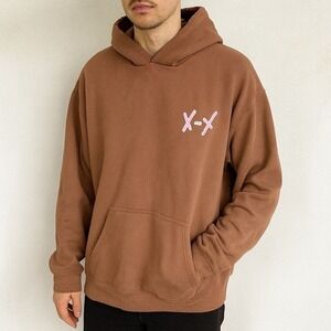 CRSSD Hoodie Mens XL Brown Graphic Print Oversized XX Sweatshirt Cotton
